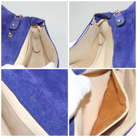 CELINE Chain Shoulder Bag Suede Purple Auth BA1516 - Picture 15 of 16